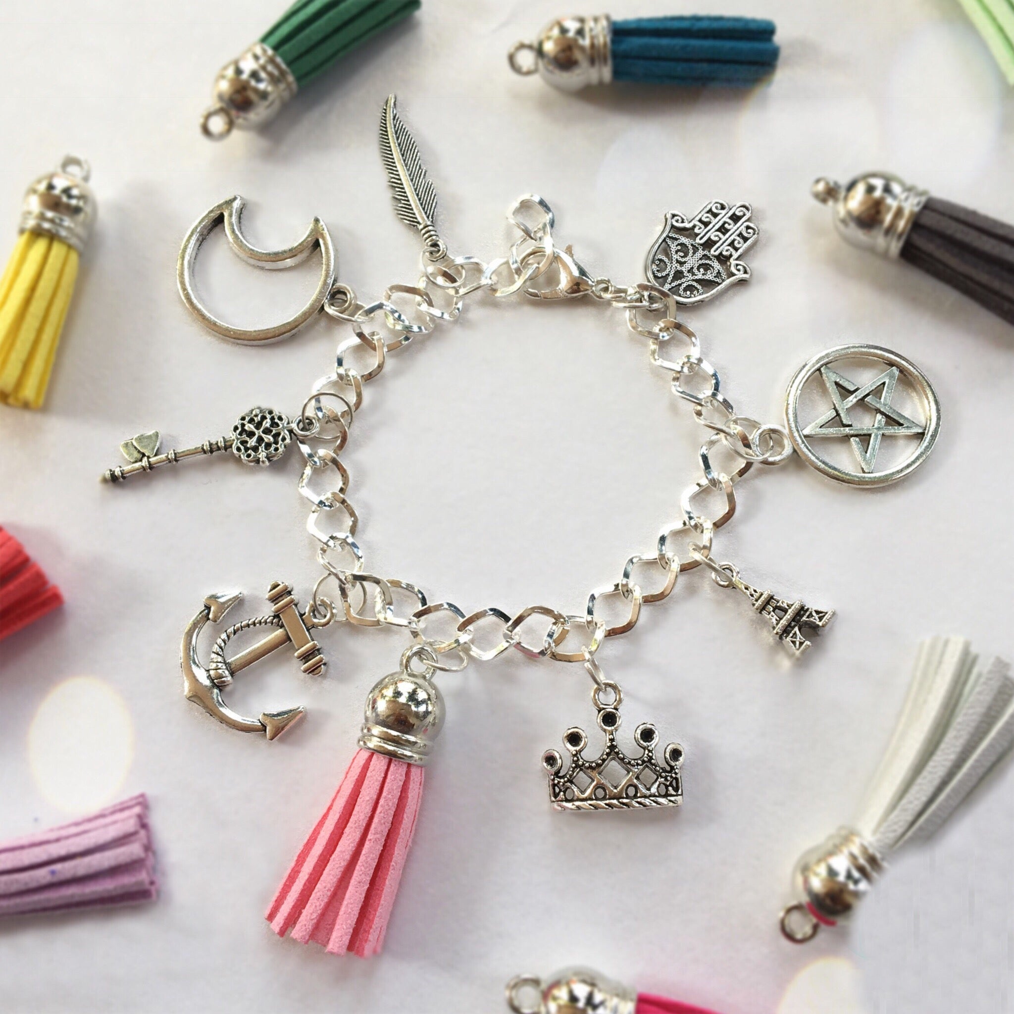 Silver Charm Bracelet Dainty Everyday Bracelet for Women