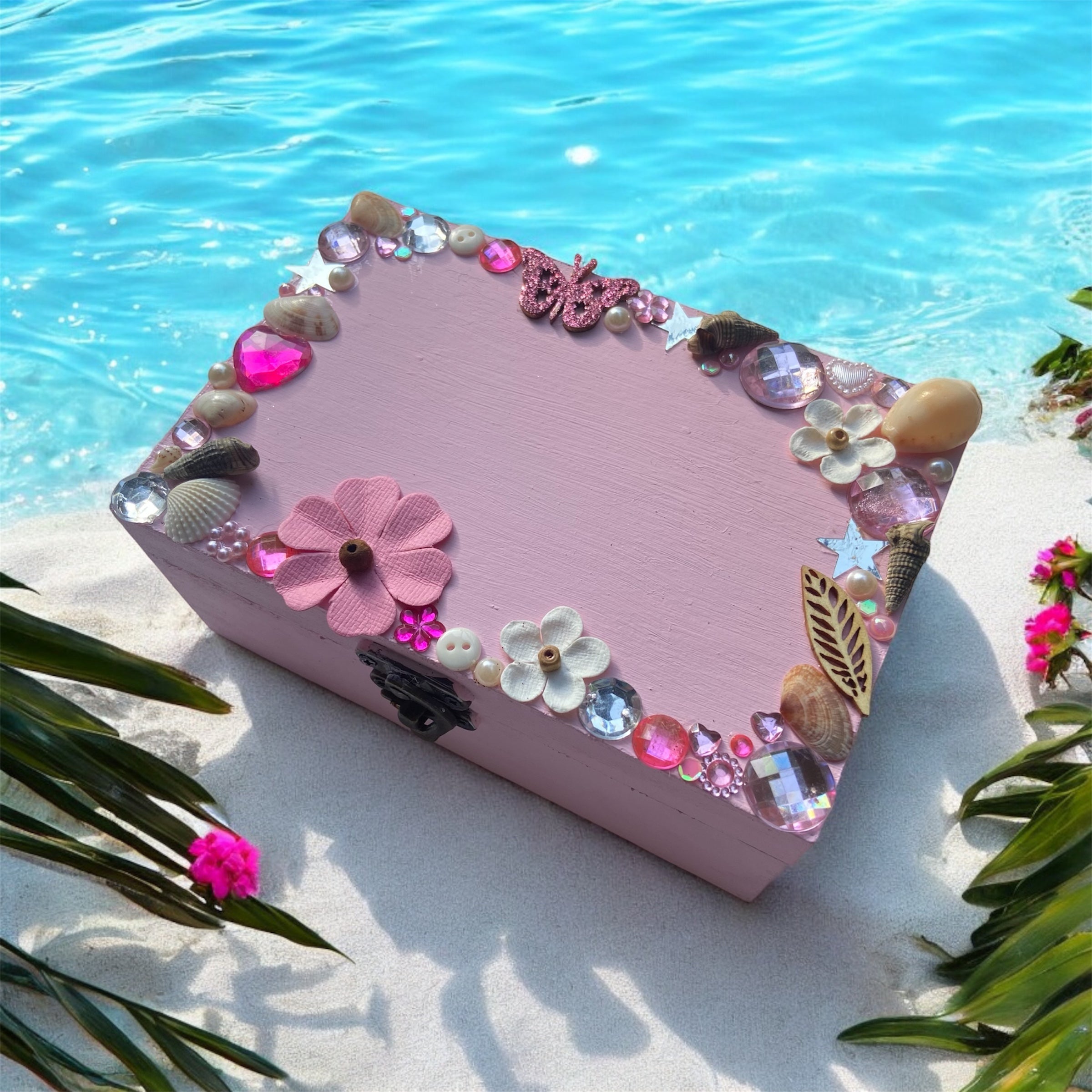 Embellished Jewelry Box Pink Trinket Storage Box
