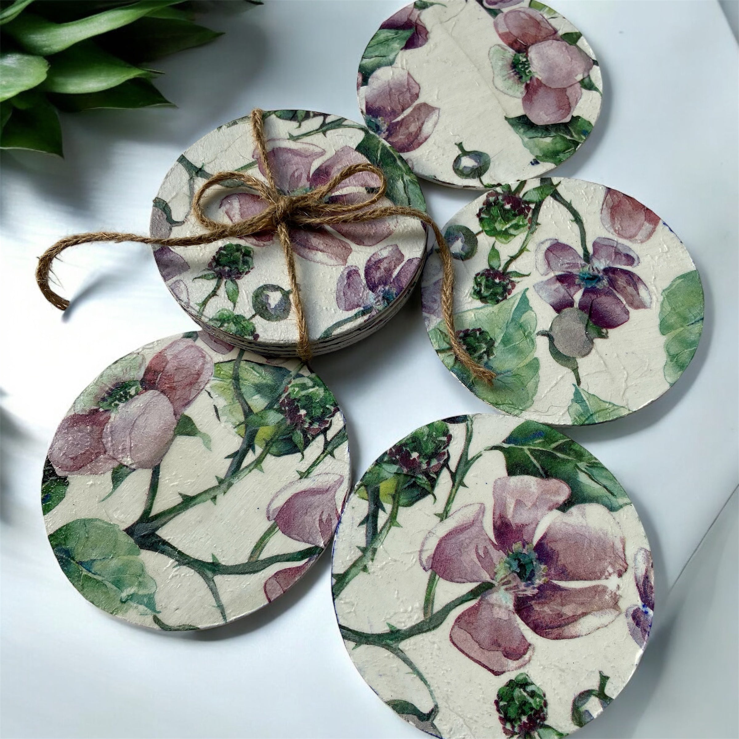 Floral Coasters Pack of 6 Decorative Drink Coasters