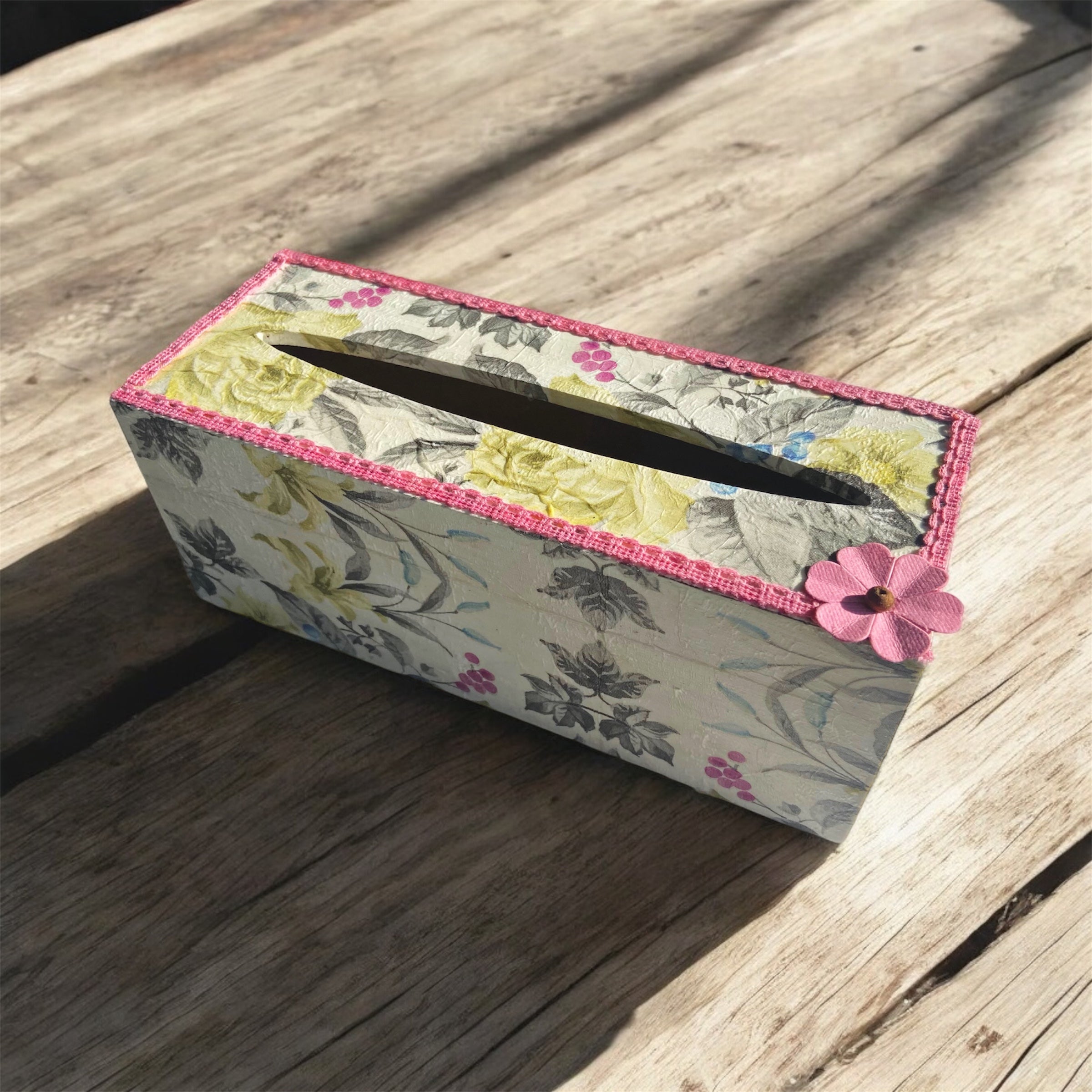 Floral Tissue Box Handcrafted Tissue Holder for Home