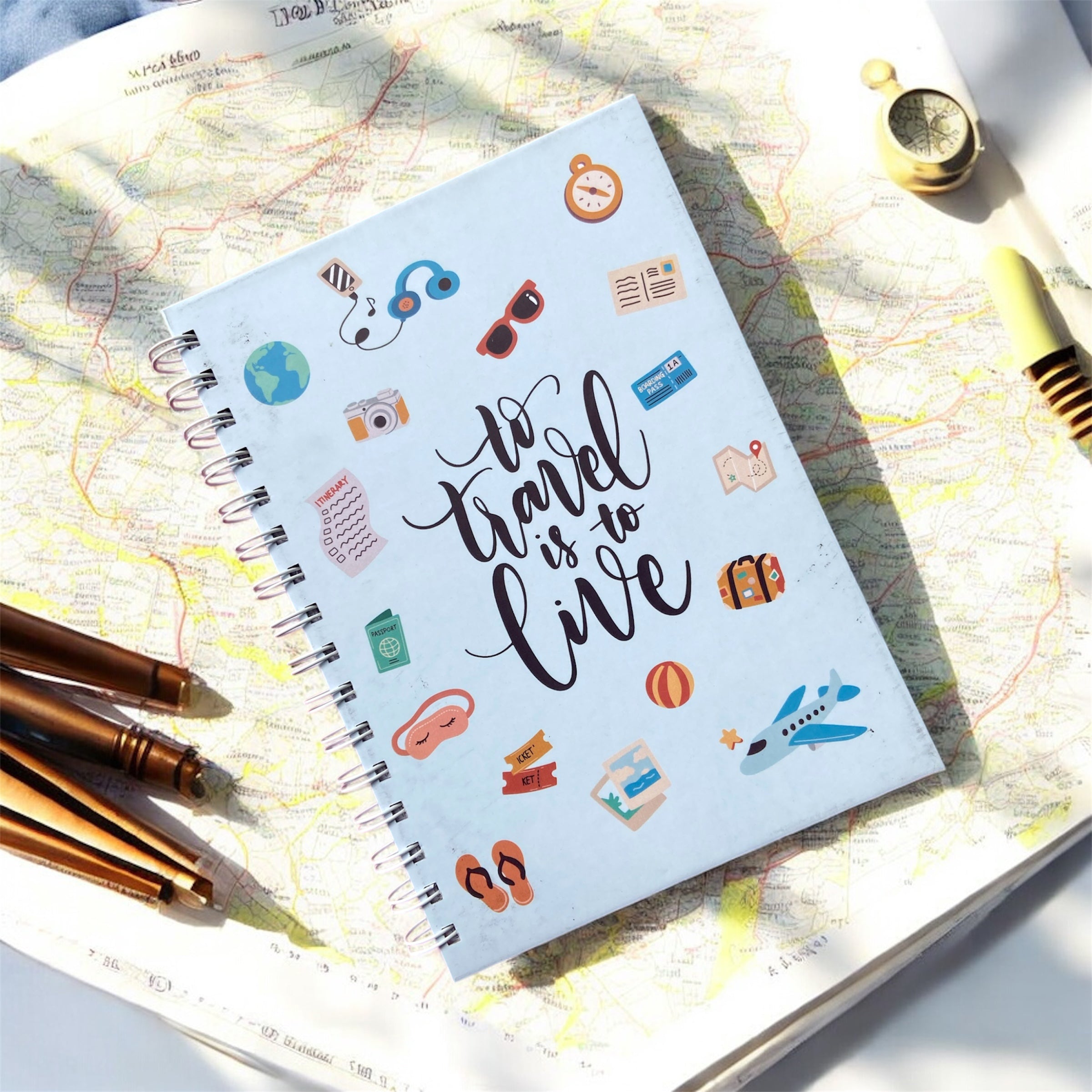 Hardbound Journal – To Travel Is To Live | Adventure-Inspired Notebook