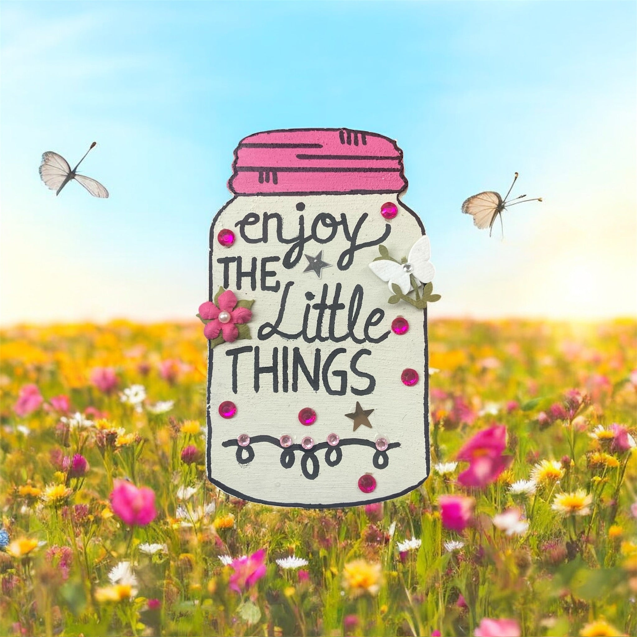 Enjoy The Little Things Fridge Magnet Jar Shaped Cute Kitchen Magnet