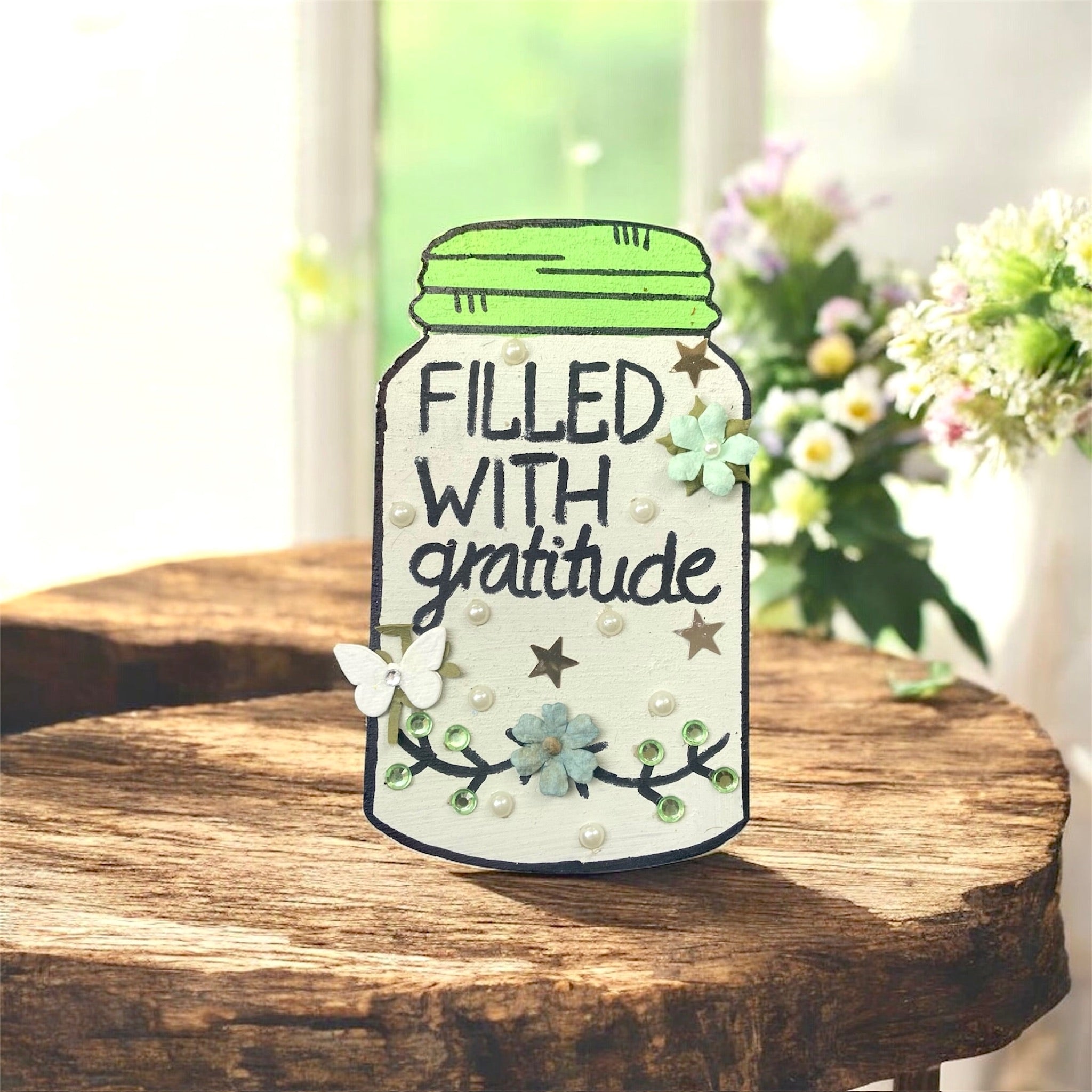 Filled With Gratitude Fridge Magnet Jar Shaped Cute Kitchen Magnet