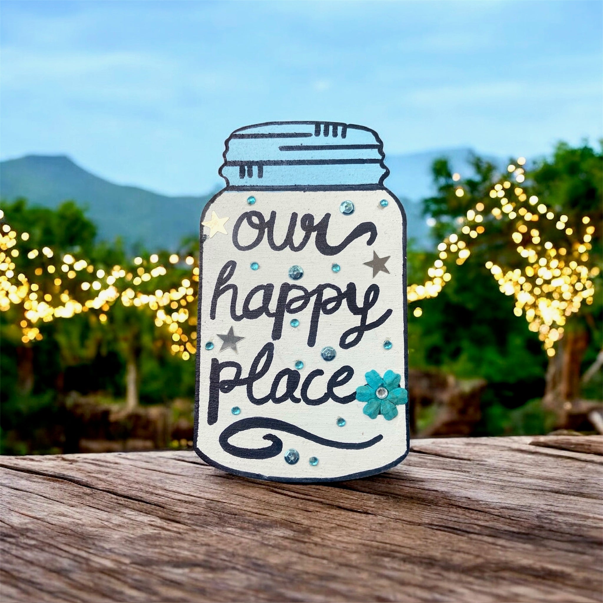Our Happy Place Fridge Magnet Jar Shaped Cute Kitchen Magnet