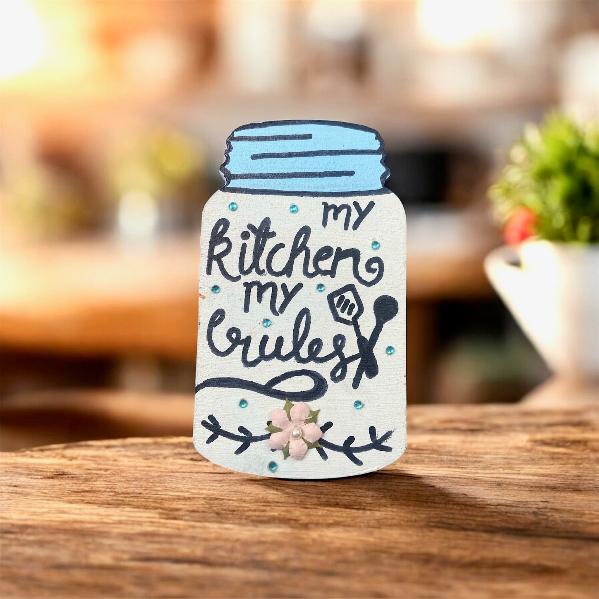 My Kitchen My Rules Fridge Magnet Jar Shaped Cute Kitchen Magnet