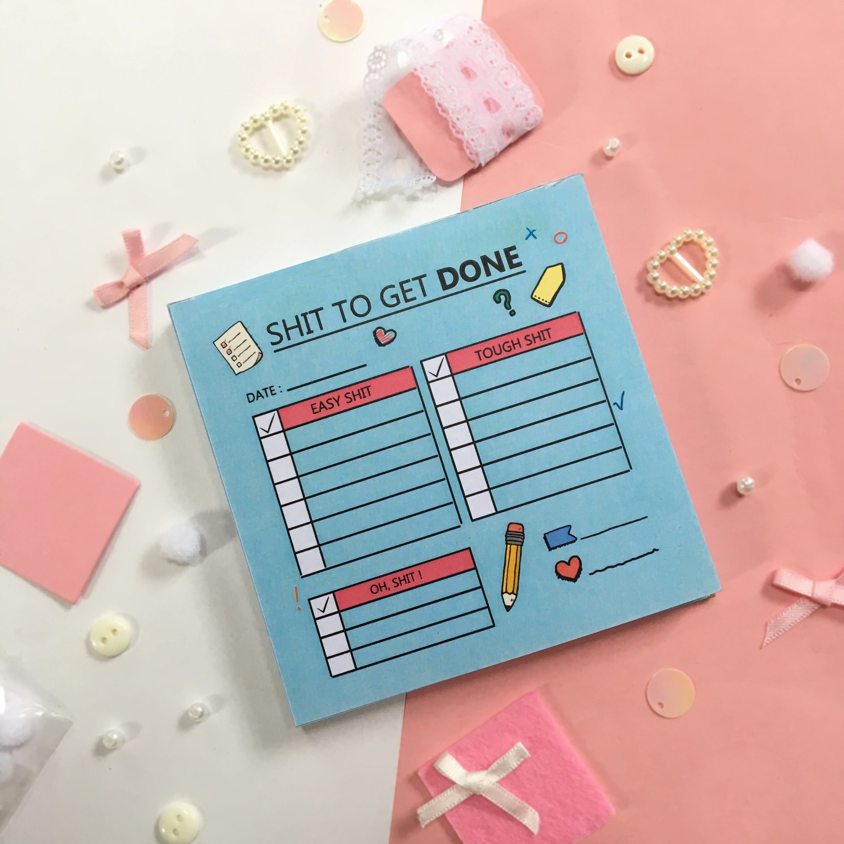 Memo Block – Shit To Get Done | Bold & Fun Productivity Memo Notebook