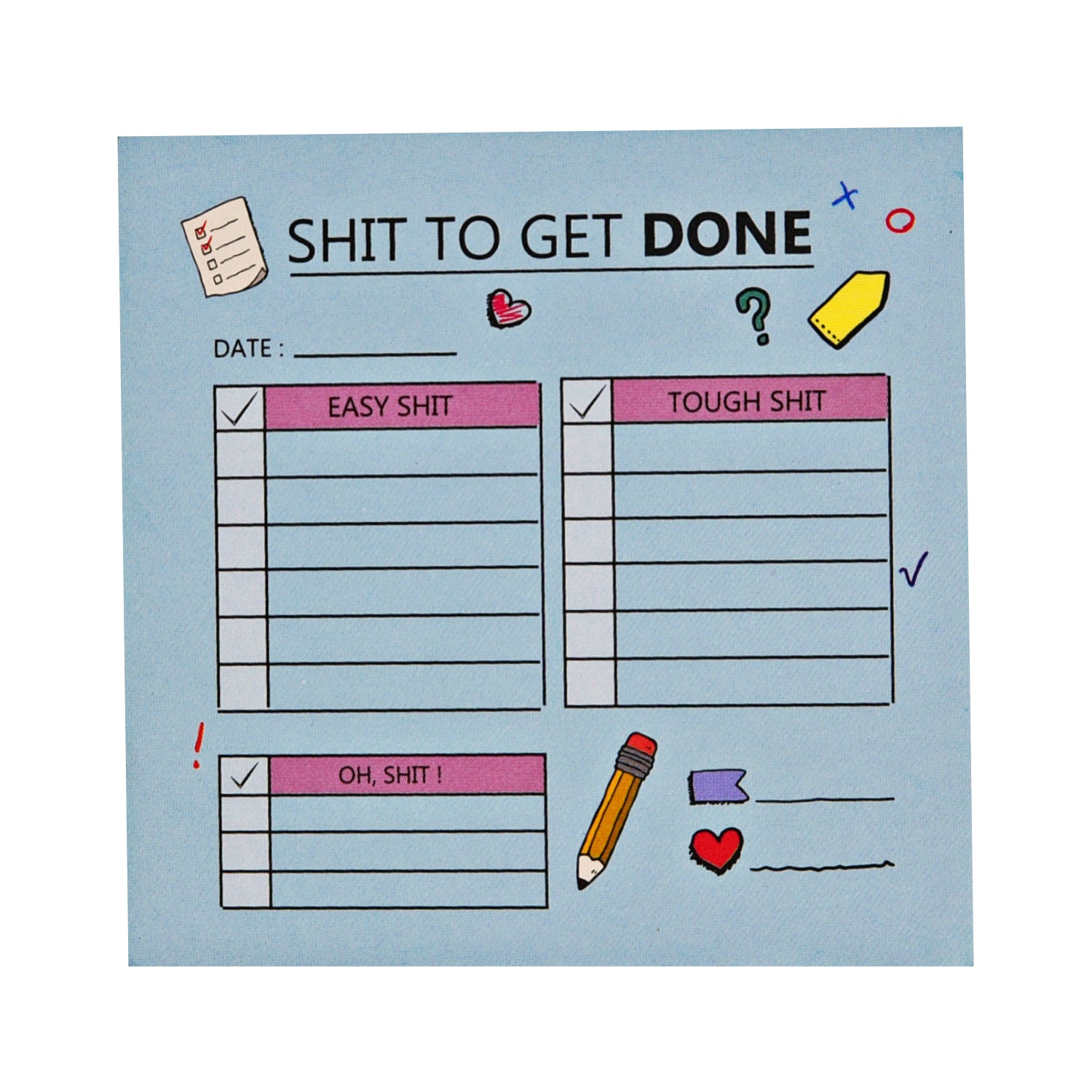 Memo Block – Shit To Get Done | Bold & Fun Productivity Memo Notebook