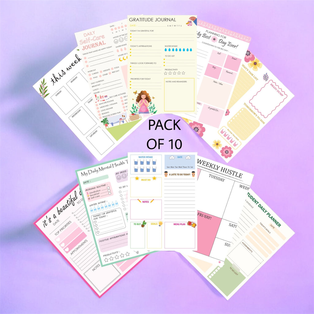 Planner Combo - Ultimate Power Planner Pack | 10-in-1 Productivity, Wellness & Daily Planning Set