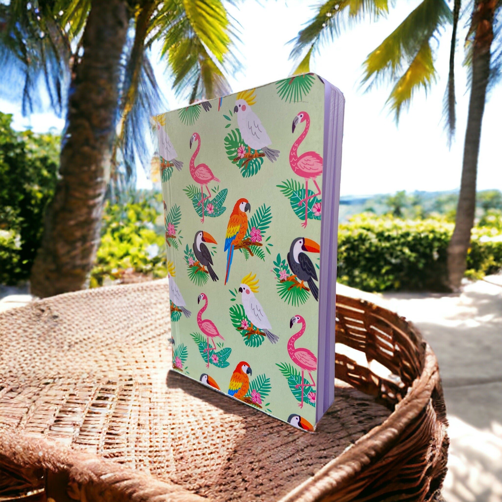 Notebook – Flamingoes And Toucans | Colorful Tropical Animal Journal