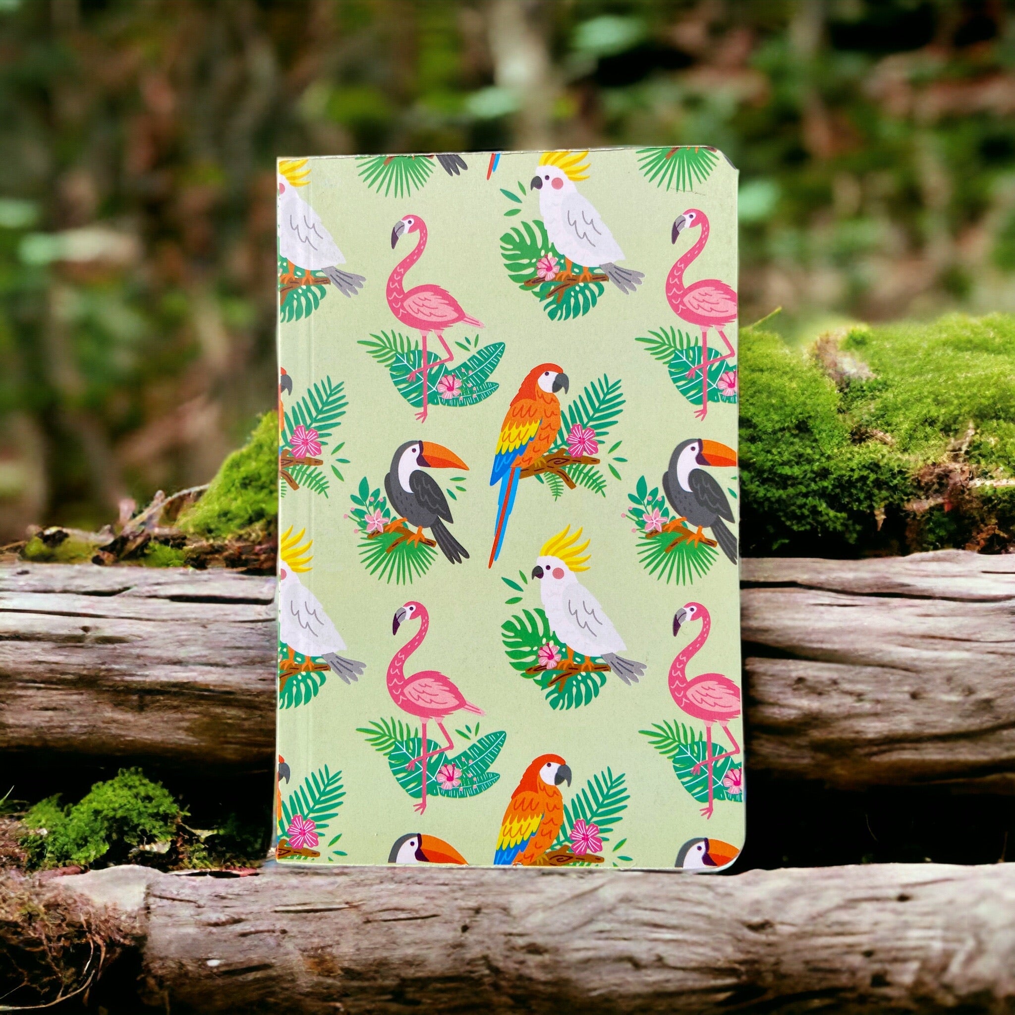Notebook – Flamingoes And Toucans | Colorful Tropical Animal Journal