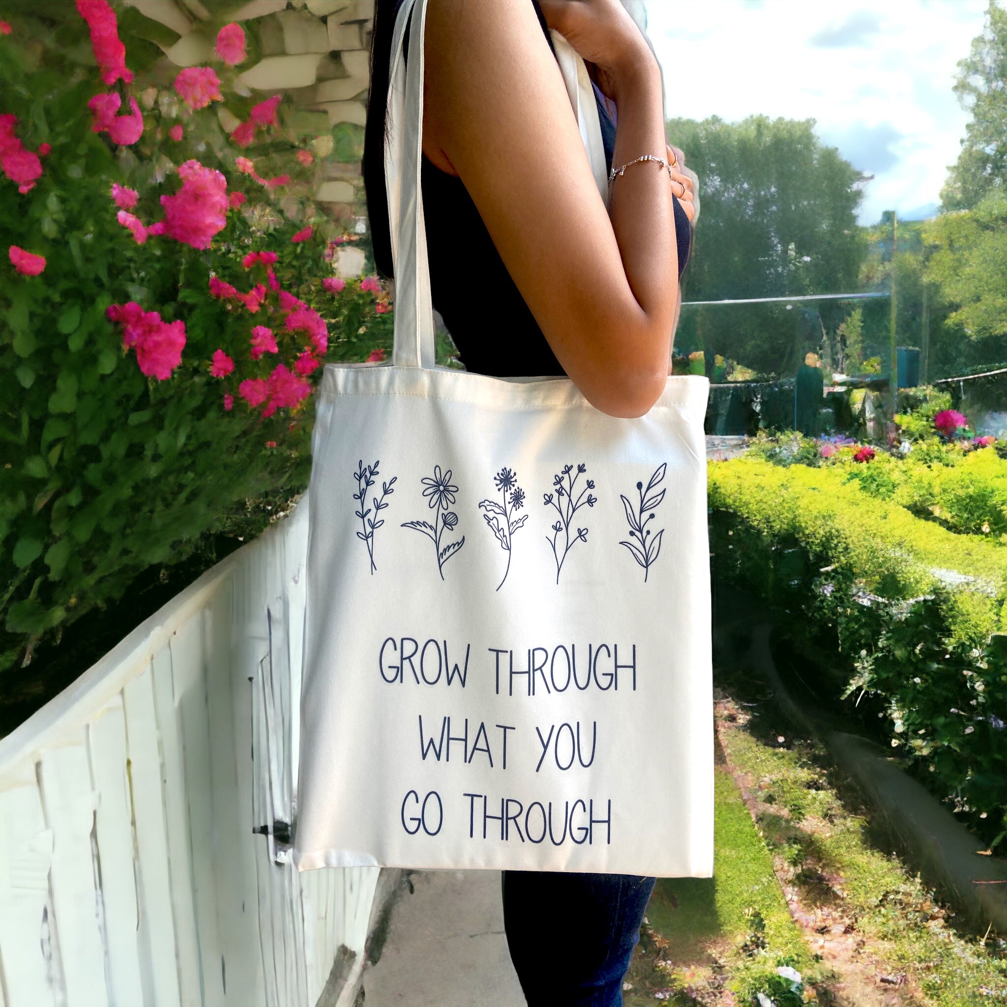 Tote Bag – Grow Through What You Go Through | Inspirational Daily Tote
