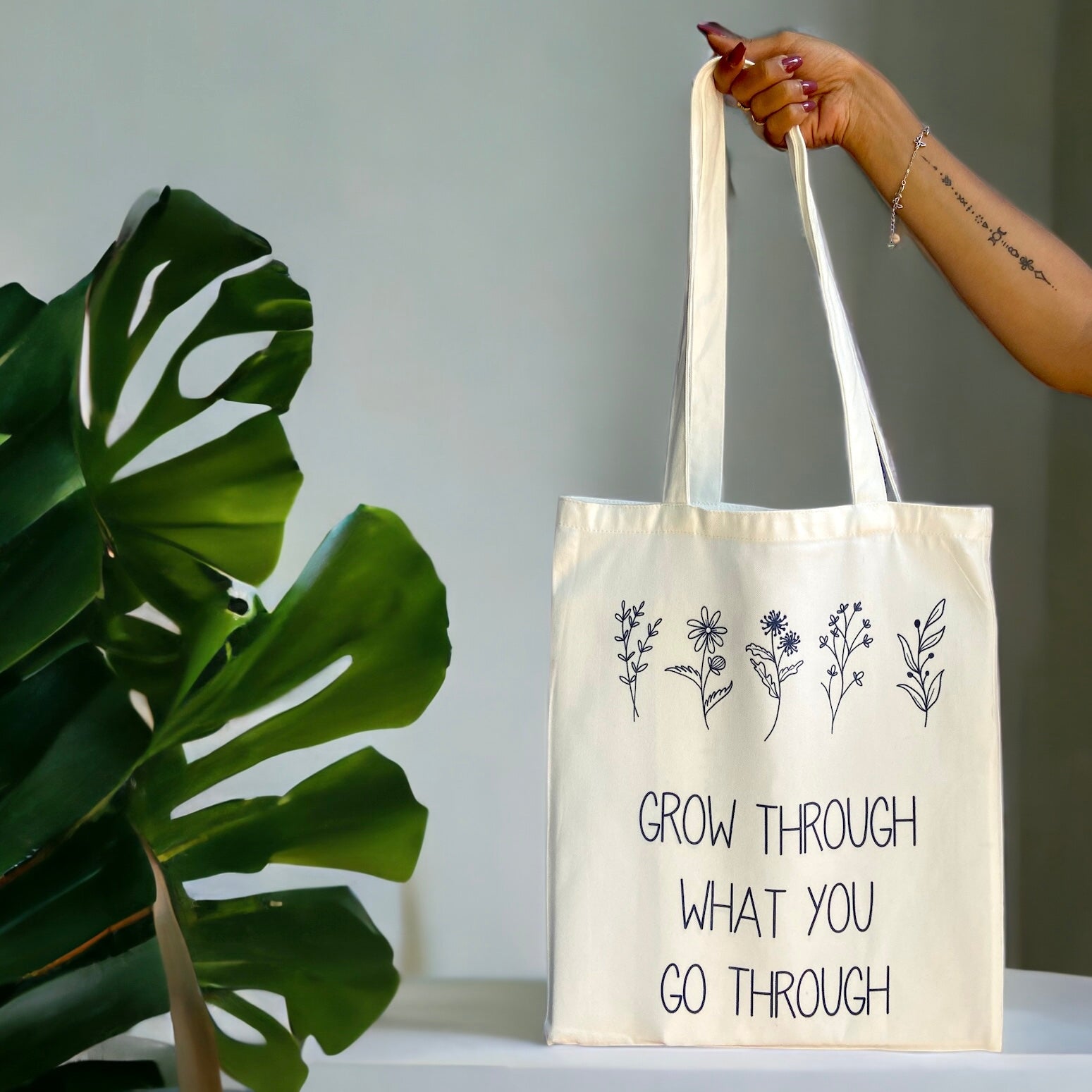 Tote Bag – Grow Through What You Go Through | Inspirational Daily Tote
