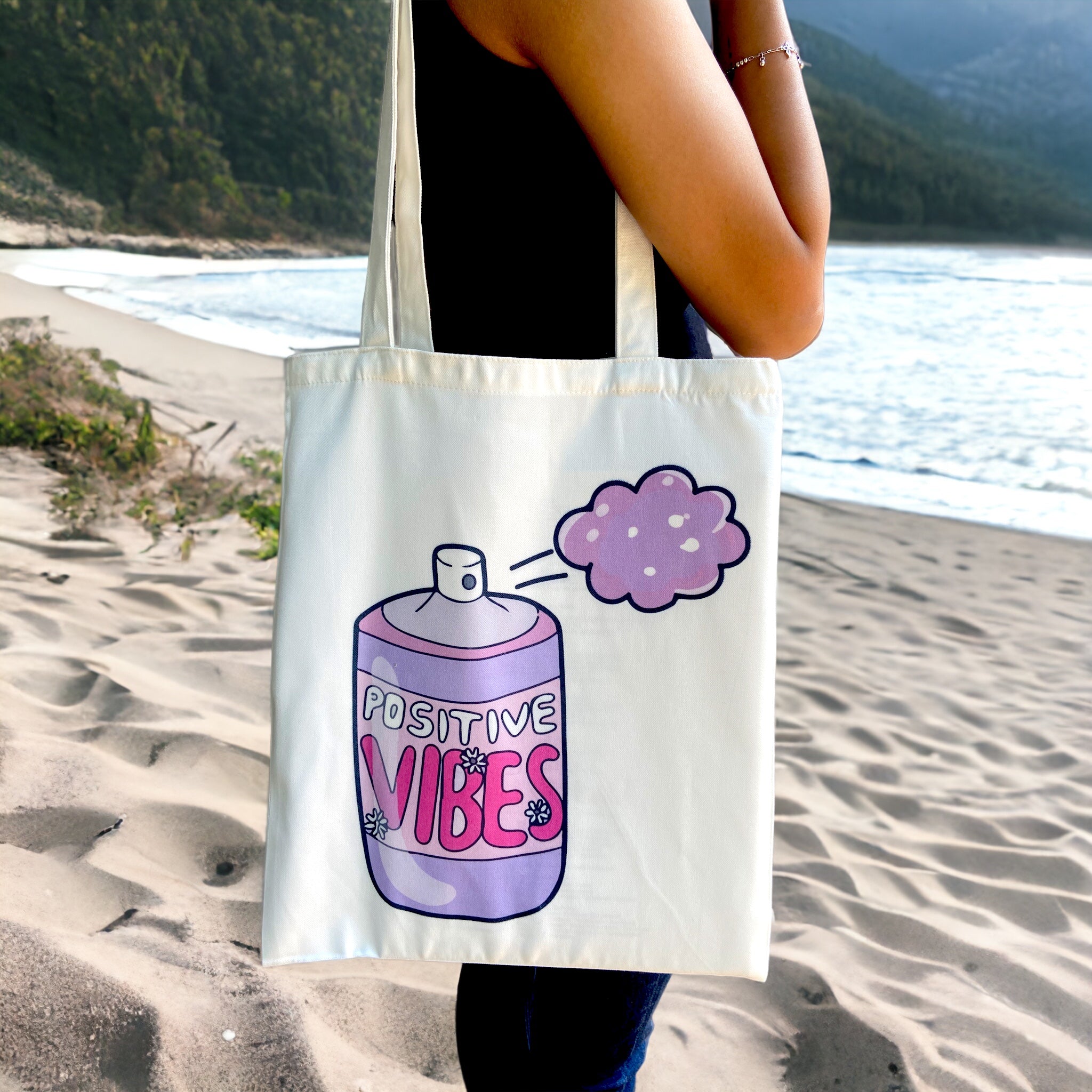 Tote Bag – Positive Vibes | Uplifting & Cute Everyday Tote