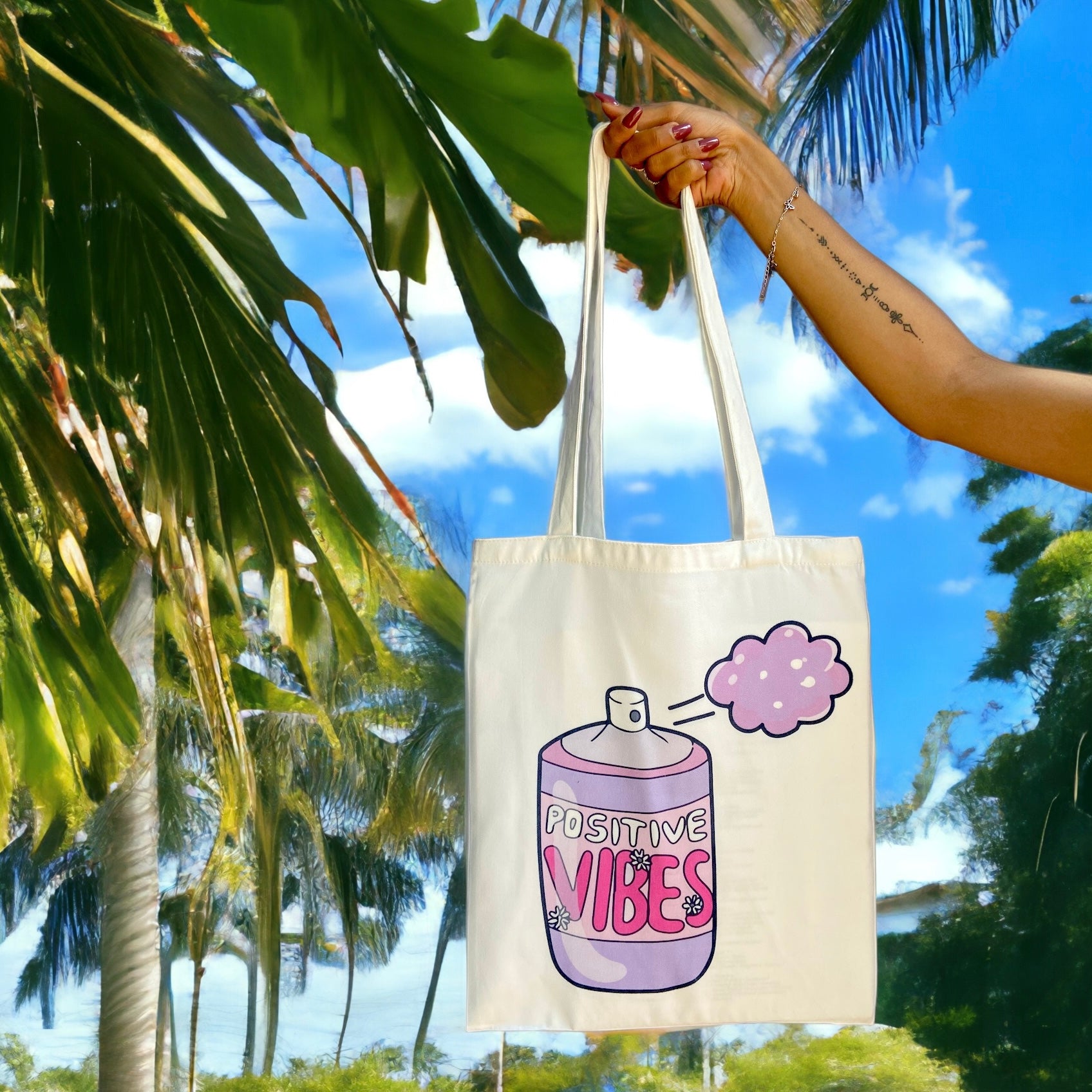 Tote Bag – Positive Vibes | Uplifting & Cute Everyday Tote