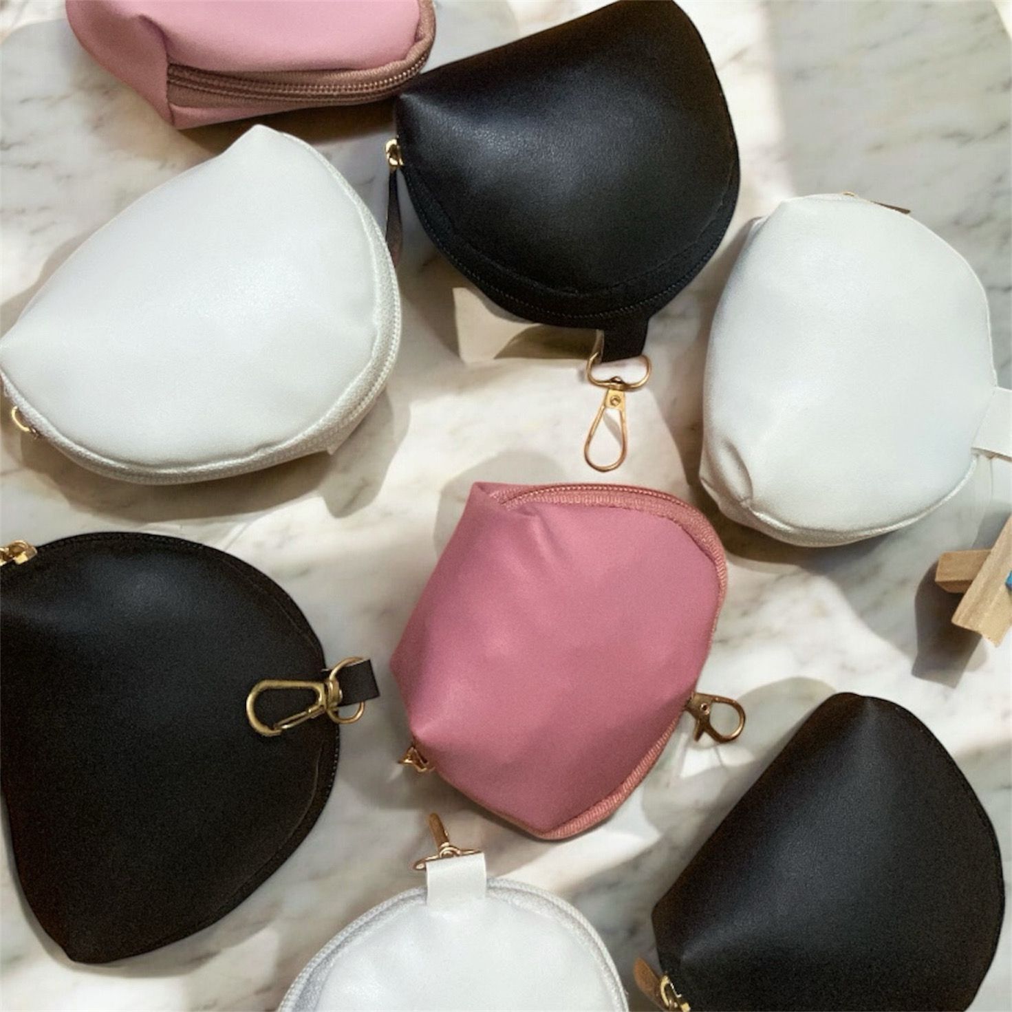 Pack of 3 Mini Luxe Leather Pouch Charms – Chic Keychain Accessory